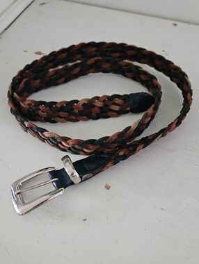Braided Black and Browns Leather Belt - Classic Fits Up To 42 Inch